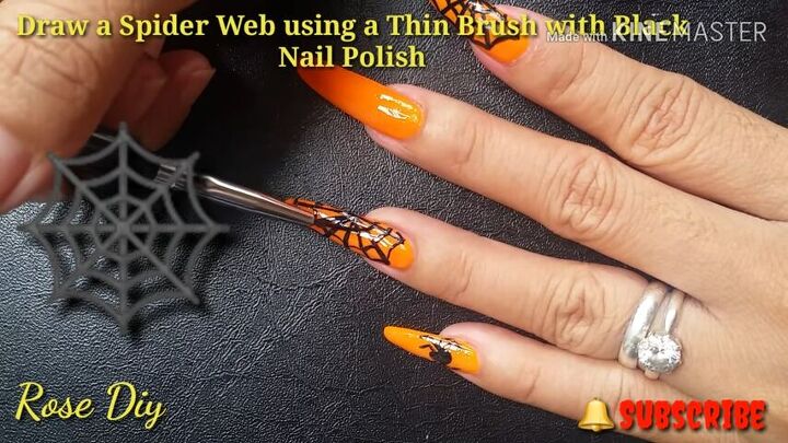 how to do fun spider web nail designs for halloween, Spider webs on nails