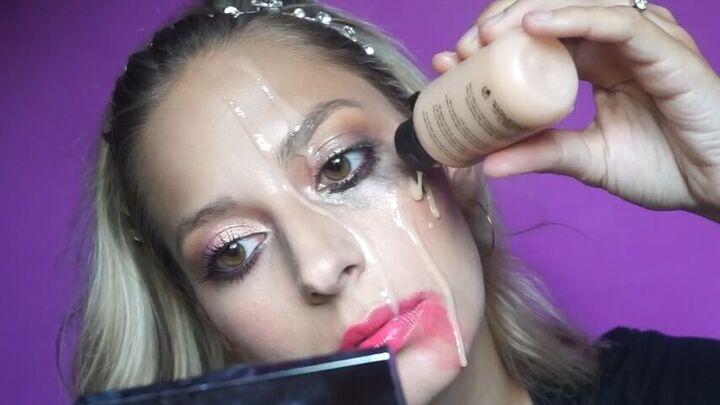 how to do creepy melting wax face makeup for halloween, Melting face makeup tutorial