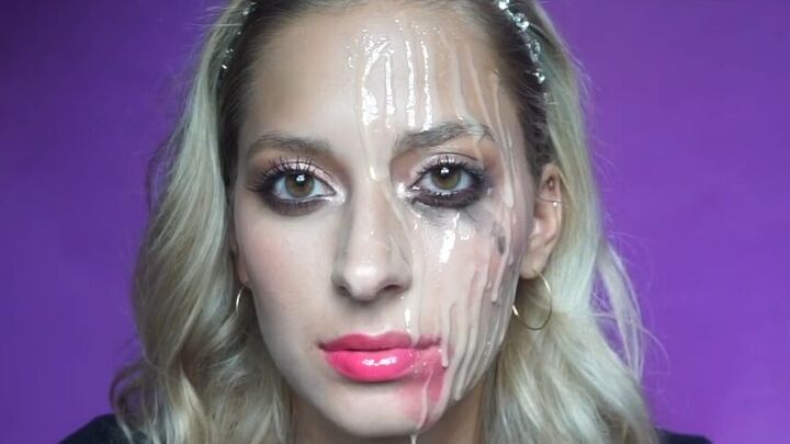 how to do creepy melting wax face makeup for halloween, Melting wax face makeup