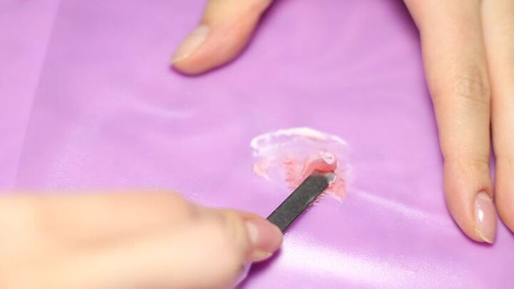 looking for creepy halloween nail art try these diy teeth nails, Mixing acrylic powders and poly gel