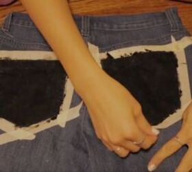 2 DIY Jean Redesigns: Bling Rhinestone Trim & Cute Painted Daisies ...