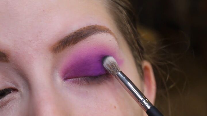 how to do intense purple vampy makeup for halloween, Deepening the purple eyeshadow