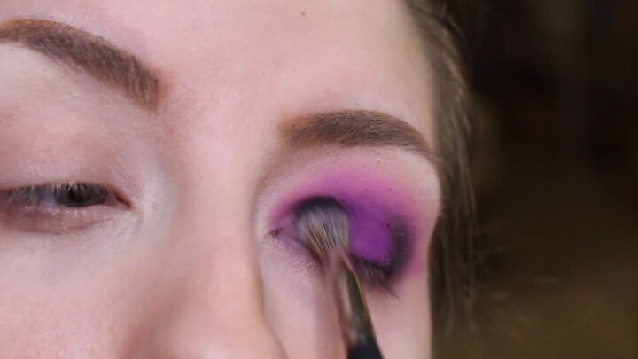 how to do intense purple vampy makeup for halloween, Applying black eyeshadow