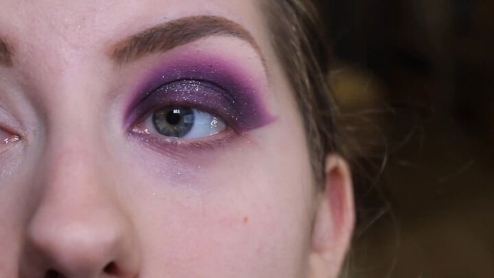 how to do intense purple vampy makeup for halloween, Shimmery eye makeup look