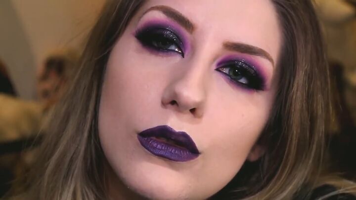 how to do intense purple vampy makeup for halloween, Purple vampy makeup look for Halloween