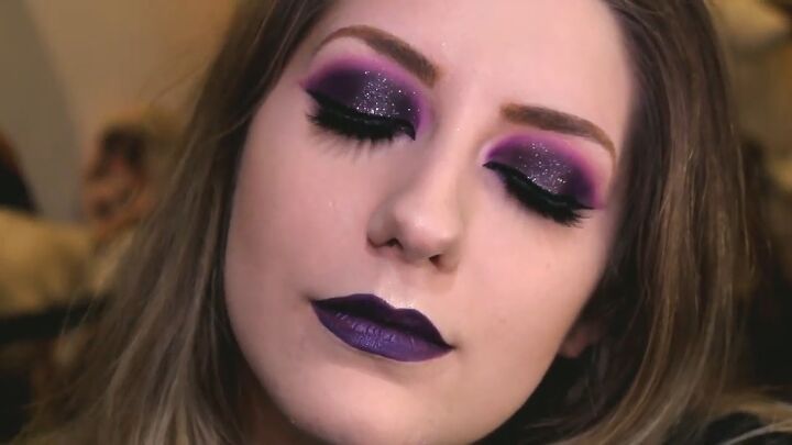 how to do intense purple vampy makeup for halloween, Easy Halloween makeup look