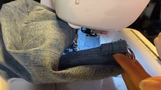 how to make a stylish upcycled shoulder bag, DIY denim bag handles