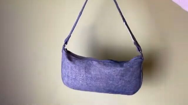 how to make a stylish upcycled shoulder bag, Completed DIY denim bag