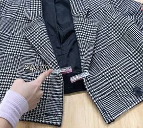 how to create a luxurious 2 piece blazer skirt set, Sewing the lapels open