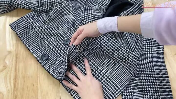 how to create a luxurious 2 piece blazer skirt set, Sewing snap buttons onto jacket