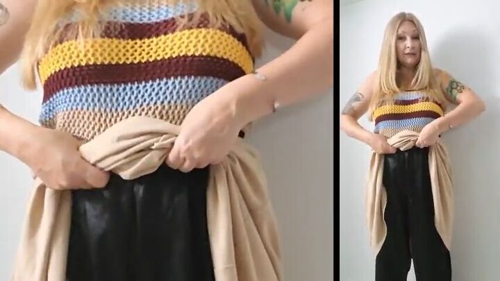how to make a jumpsuit in 3 easy steps, Checking the top and pants fit at the waist