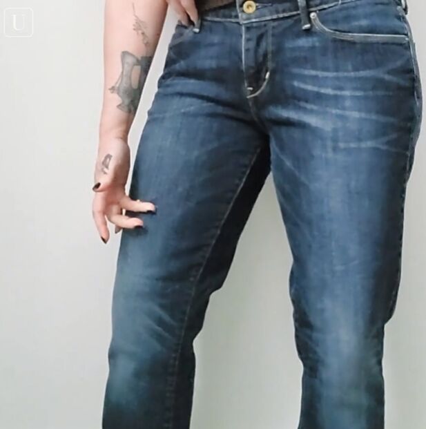 how to crop jeans make cute diy jean shorts with a patchwork design, Marking the jeans with a pin