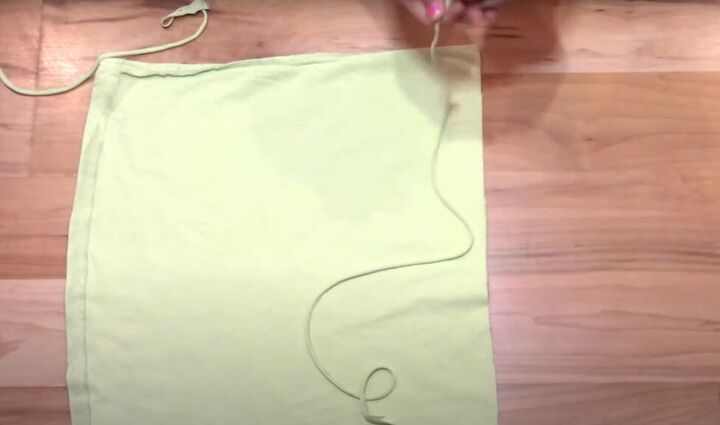 how to transform a t shirt into a drawstring skirt, Rectangle of t shirt fabric