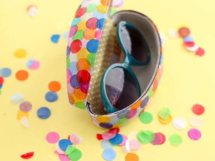 confetti covered sunglasses case