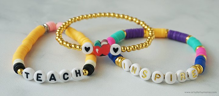 heishi teacher bracelet set