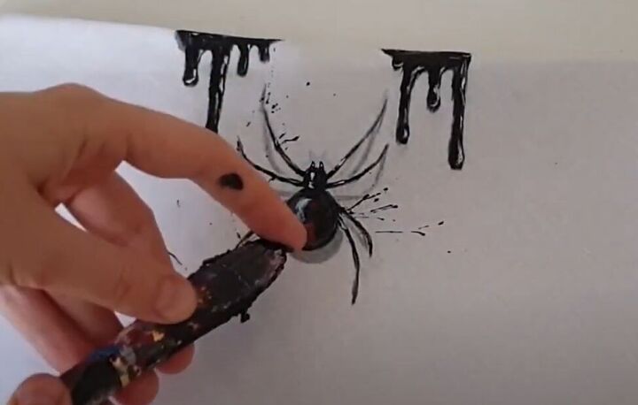 billie eilish inspired halloween bandana tutorial, Splattering black paint