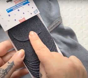 2 easy steps to fix holes in jeans inner thighs, Denim patch