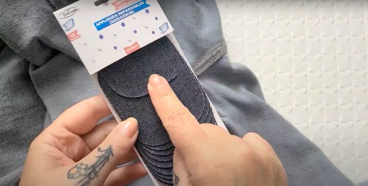 2 easy steps to fix holes in jeans inner thighs, Denim patch