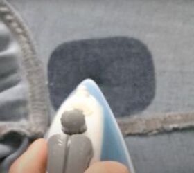 2 easy steps to fix holes in jeans inner thighs, Ironing the patch