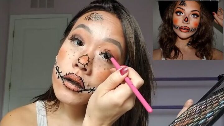 create cute halloween scarecrow makeup with this easy tutorial, Smoking out Halloween makeup scarecrow
