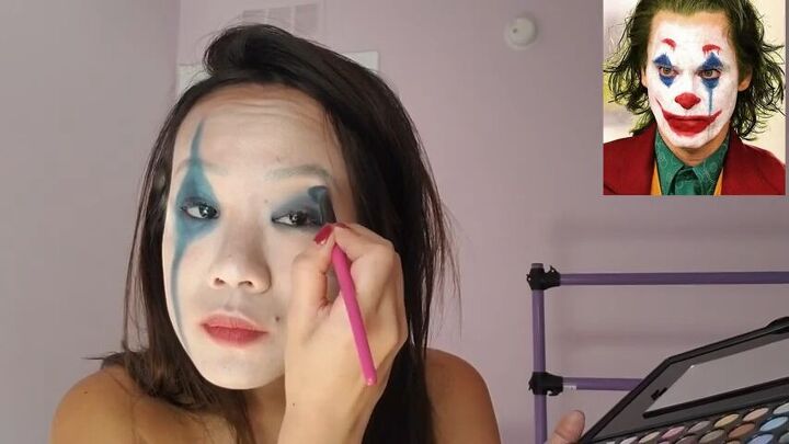 how to create female joker halloween makeup, Blending other eye