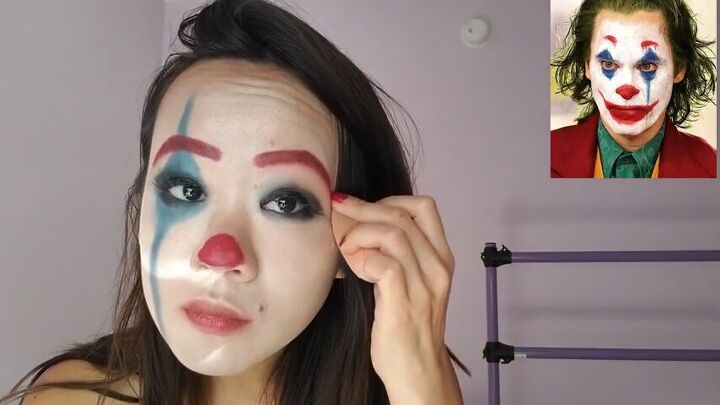 how to create female joker halloween makeup, Cleaning up brows