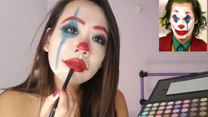 how to create female joker halloween makeup, Filling in lips