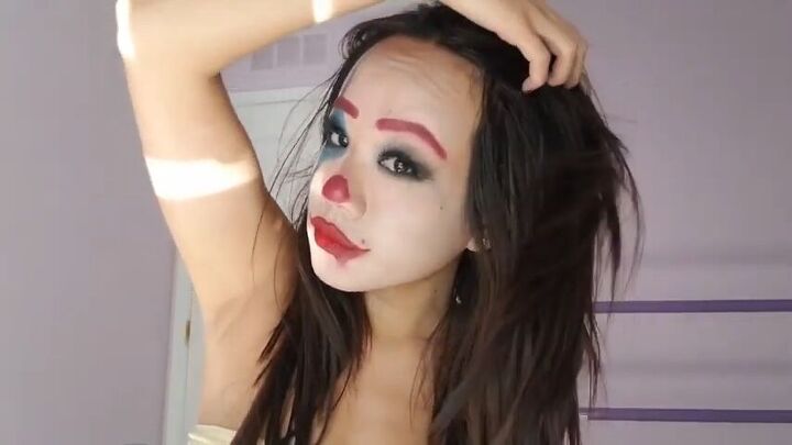 how to create female joker halloween makeup, Completed female joker Halloween makeup