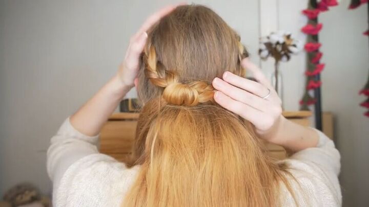 how to create two gorgeous frozen hairstyles for halloween, Braid around back of head