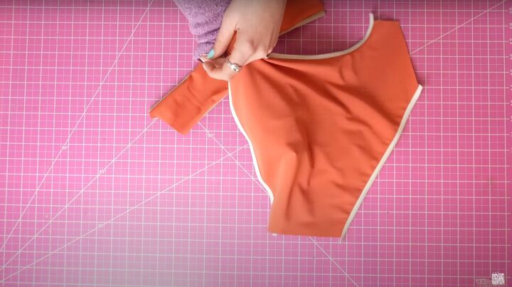 learn how to create this gorgeous women s cut out swimsuit, Sewing the bottom pieces