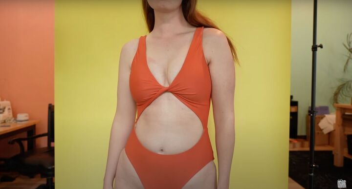 learn how to create this gorgeous women s cut out swimsuit, Completed women s cut out swimsuit