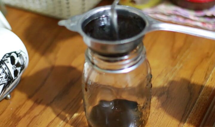 how to make coffee oil for hair growth, Straining the mixture