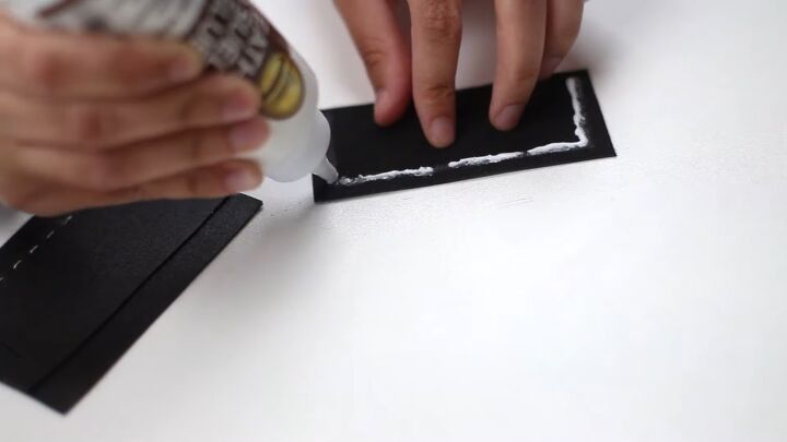 how to make a cool diy sneaker wallet, Gluing on third piece