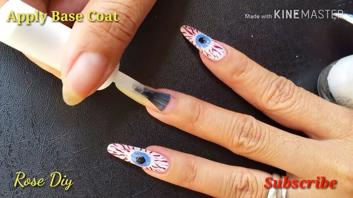 halloween eyeball nail art in 6 easy steps, Applying base coat