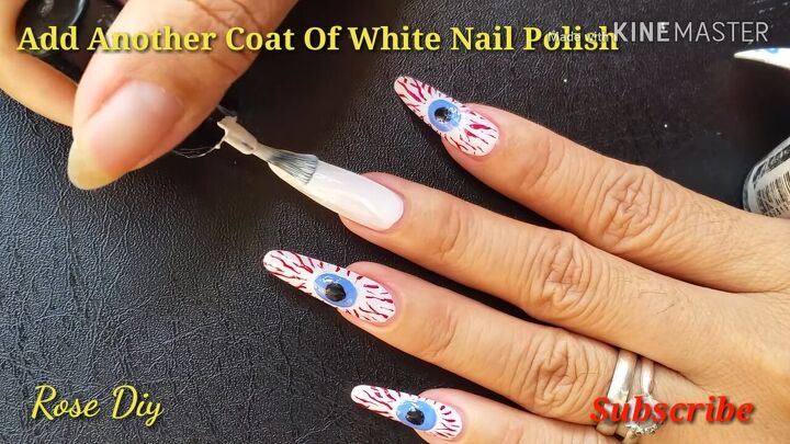 halloween eyeball nail art in 6 easy steps, Adding a second coat of white nail polish