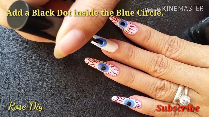 halloween eyeball nail art in 6 easy steps, Drawing the pupil