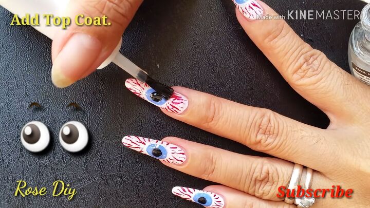 halloween eyeball nail art in 6 easy steps, Applying the top coat