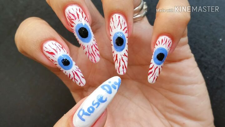halloween eyeball nail art in 6 easy steps, Completed eyeball nail art