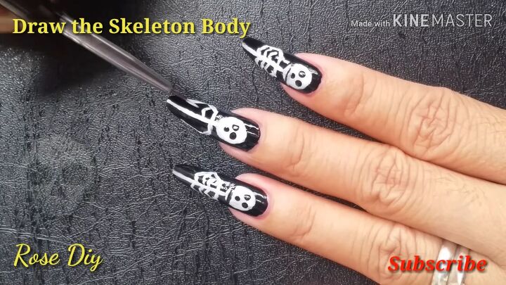 skeleton nail design tutorial for halloween, Finishing off the rib cage