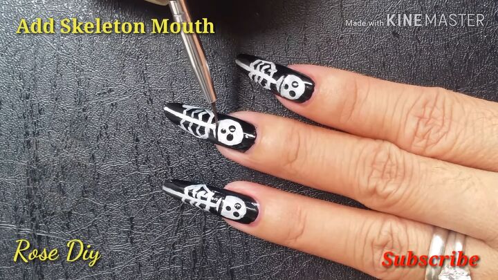skeleton nail design tutorial for halloween, Adding the mouth