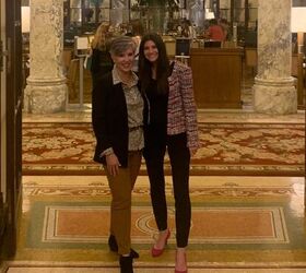 black blazer outfit six different looks, black blazer with a leopard blouse leopard belt brown pant black suede bootie I am at the Plaza Hotel in NYC with my son s sweet girlfriend Rachel
