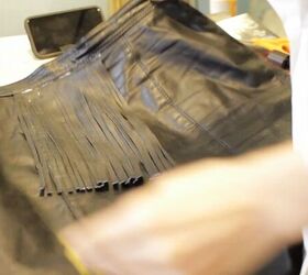 diy fringe jacket and skirt tutorial, Attaching panel