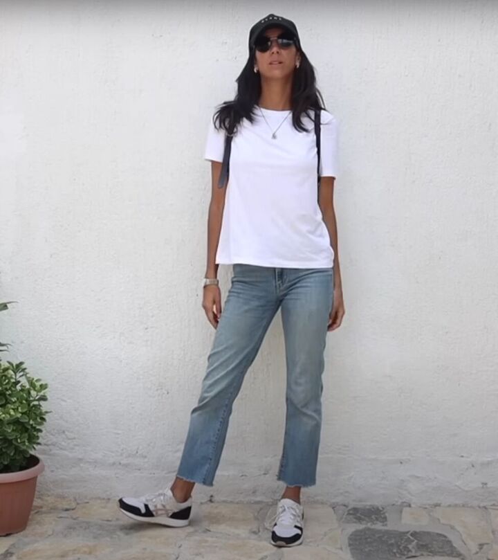fashion tutorial how to style a white t shirt and jeans, Casual and athletic jean and t shirt style