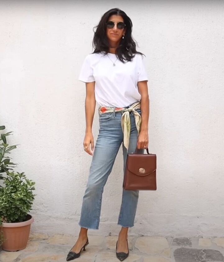 fashion tutorial how to style a white t shirt and jeans, Romantic jeans and t shirt style