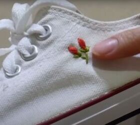 sew along tutorial cute floral embroidered shoes, Embroidered flower on shoe