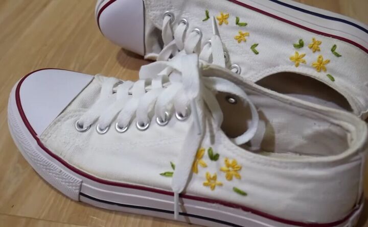 sew along tutorial cute floral embroidered shoes, Floral embroidered shoes