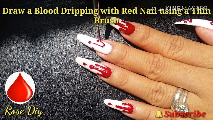 easy bloody nail art for halloween, Creating blood drip