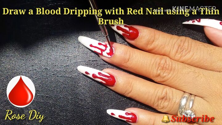 easy bloody nail art for halloween, Coloring in bottom of nail