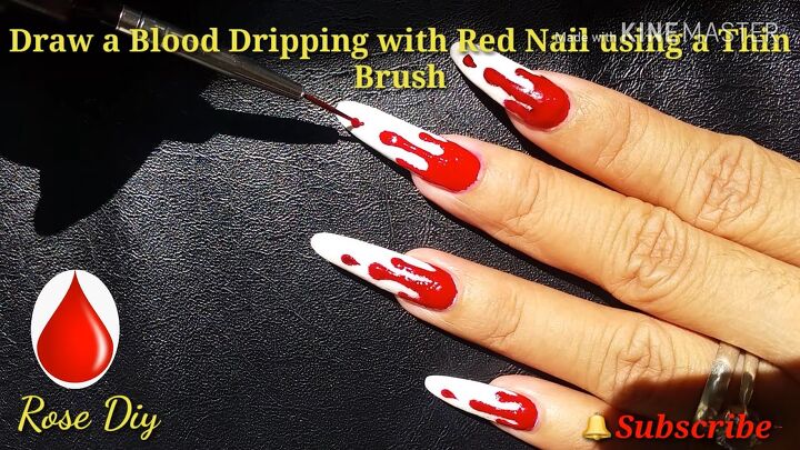 easy bloody nail art for halloween, Adding red dot