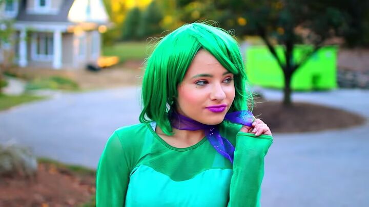 fun and easy disgust inside out costume for halloween, Completed Disgust inside out costume